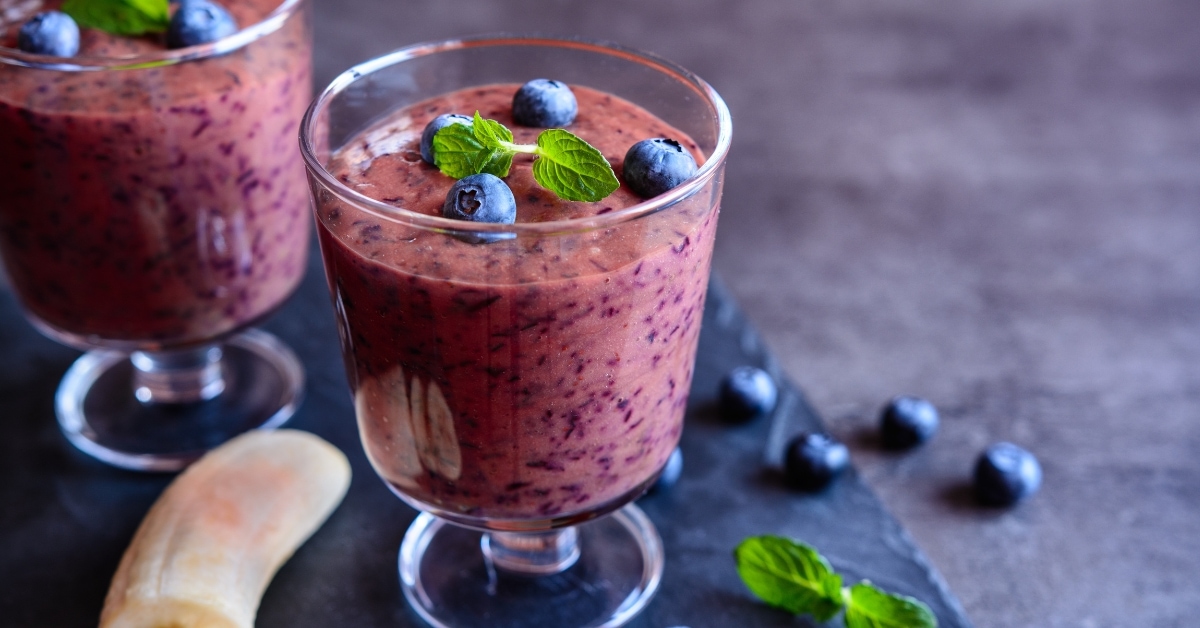 Homemade Berry Smoothie with Bananas and Blueberries
