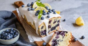 Homemade Bread Cake with Blueberries and Lemon