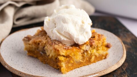 Homemade Pumpkin Dump Cake with Ice Cream