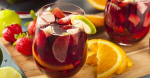 Homemade Red Sangria with Oranges, Strawberries and Apples