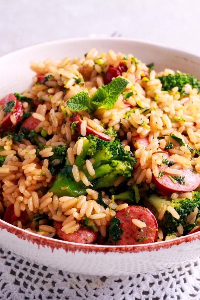 Homemade Sausage and Rice with Broccoli