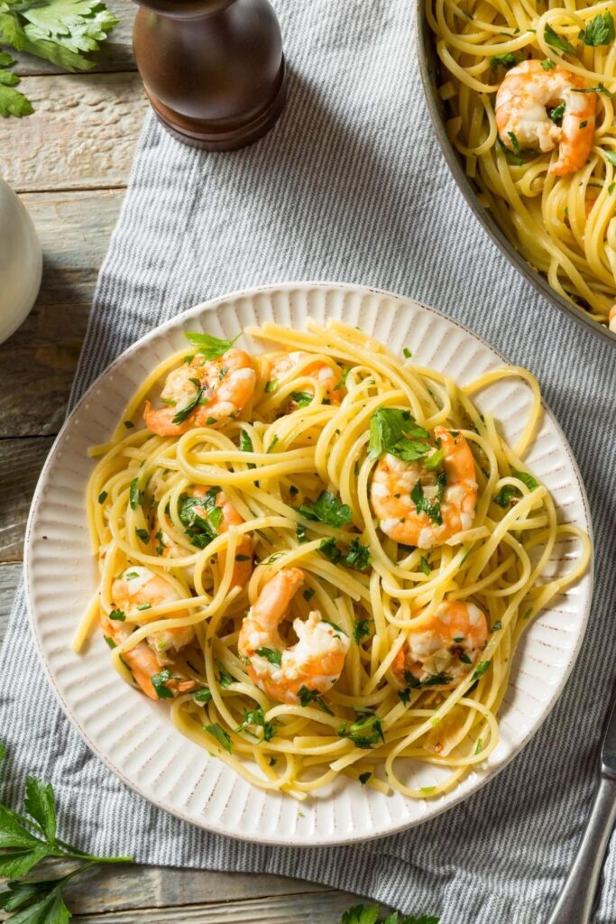Homemade Shrimp Scampi with Pasta and Herbs