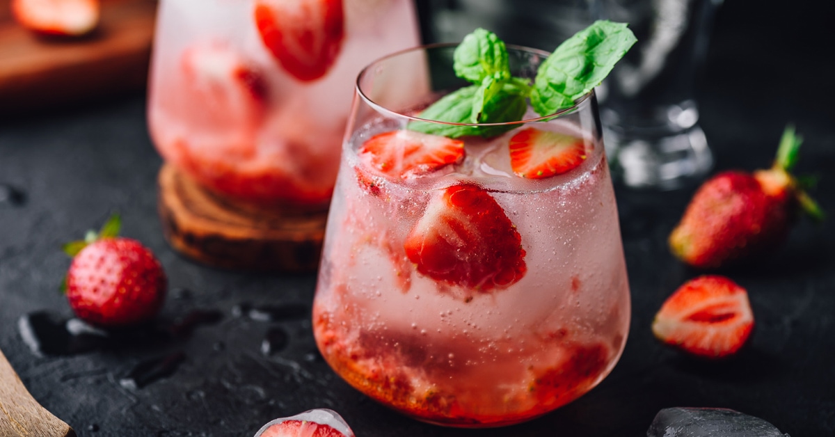 Homemade Strawberry Vodka with Mint in a Glass