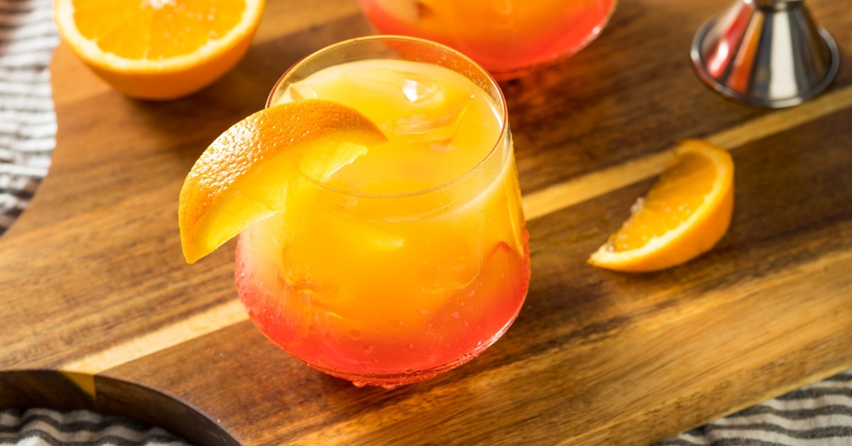Homemade Sunrise Tequila with Orange and Ice