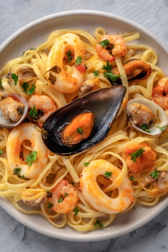 Homemade Tagliolini Pasta with Seafoods