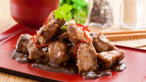 Leftover Grilled Pork Chop with Garlic Sauce