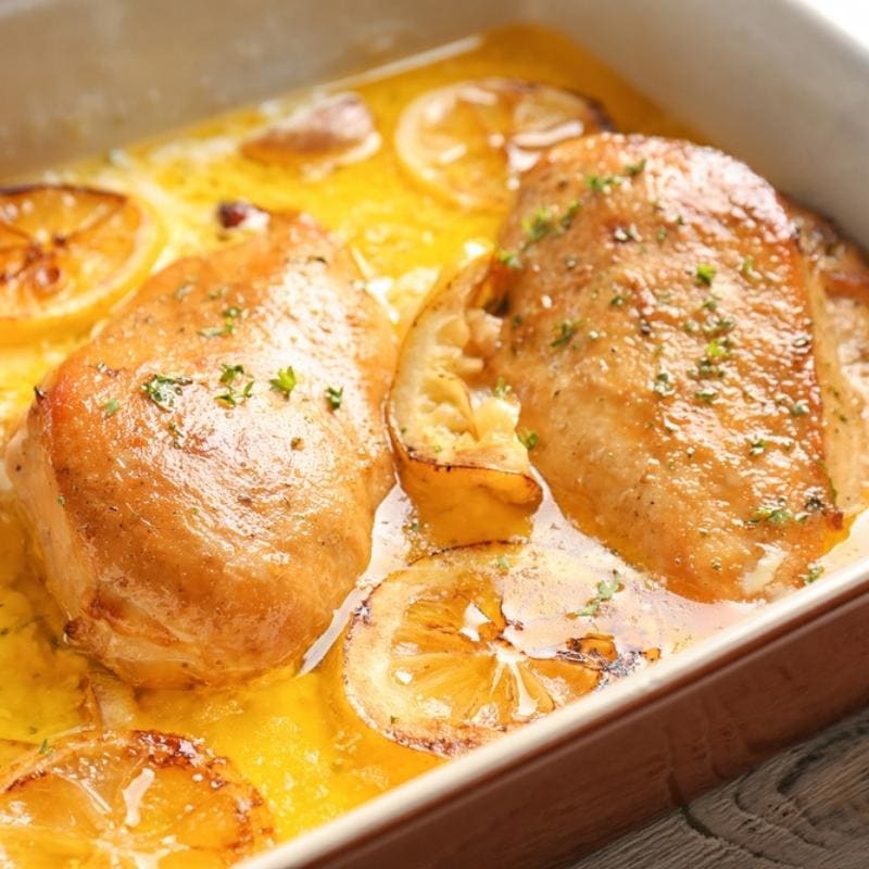 Savory Ina Garten's Lemon Chicken Breasts on a Baking Dish