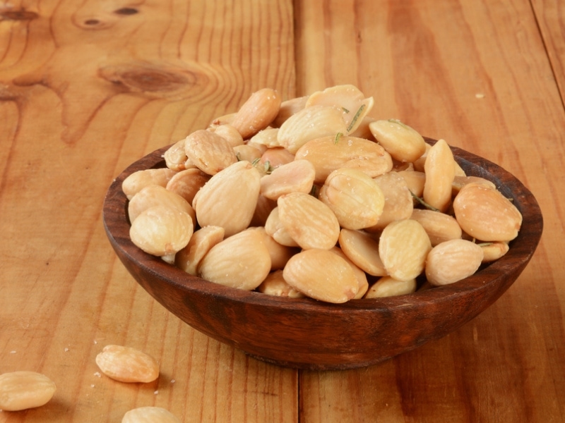 Marcona Almonds in a Wooden Bowl