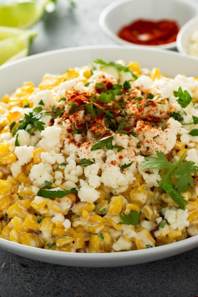 Mexican Corn Elote with Cheese and Paprika