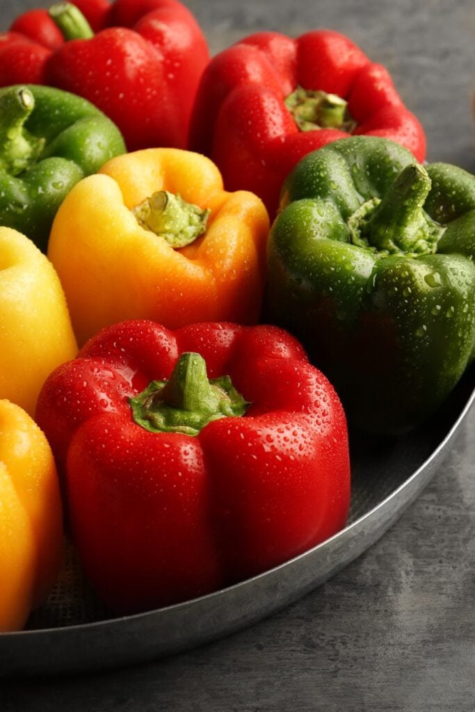 Organic Yellow, Green and Red Bell Peppers