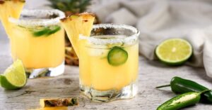 Pineapple Vodka Cocktail with Lime and Jalapeno