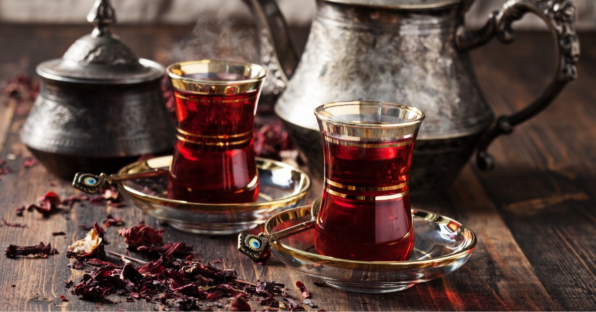 Red Hibiscus Tea in Turkish Style