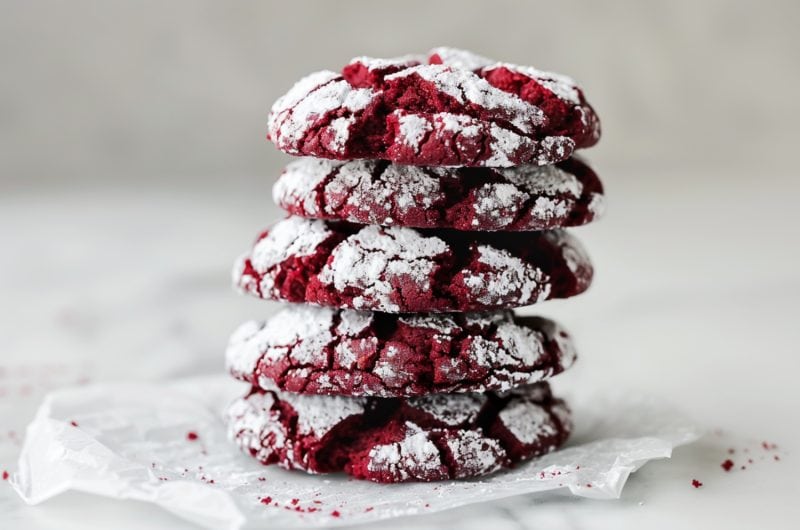 Red Velvet Crinkle Cookies (Easy Recipe)