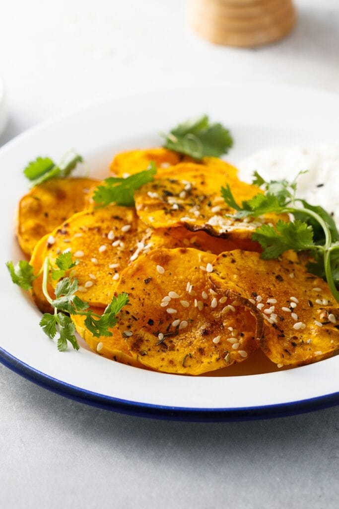 Roasted-Yellow-Crookneck-Squash-with-Herbs-and-Sesame-Seeds