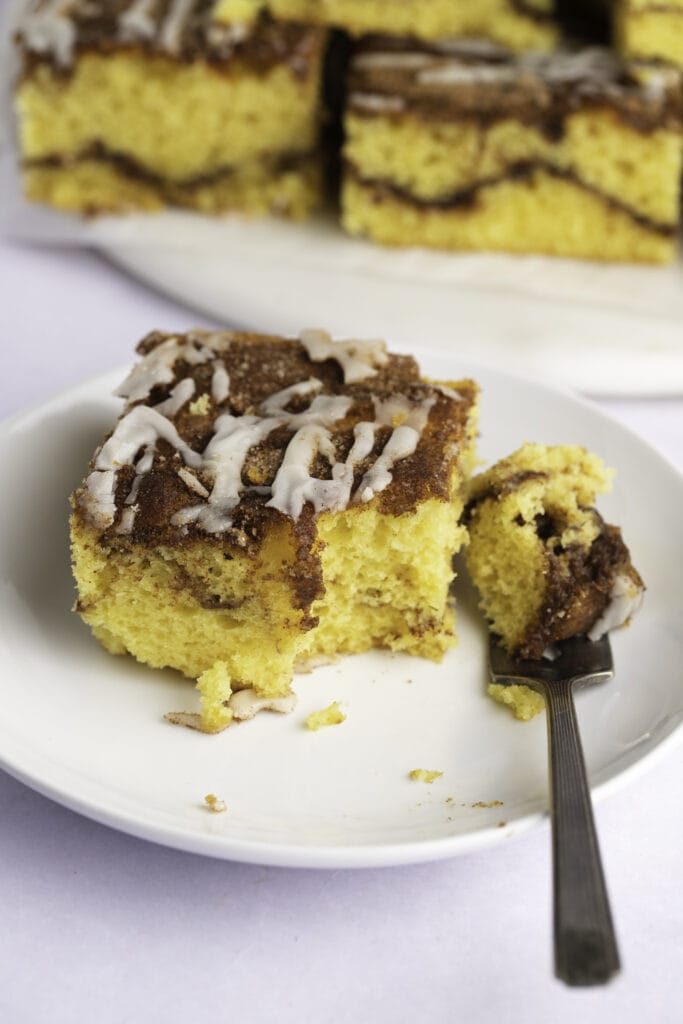 Sara Lee Butter Coffee Cake on a plate with fork