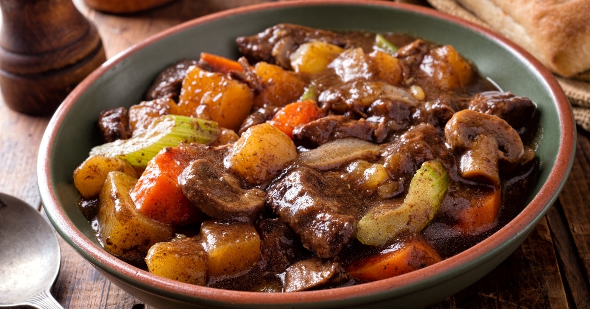 Savory Homemade Beef Stew with Carrots, Potatoes and Mushrooms