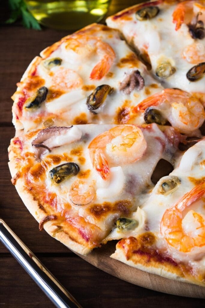 Seafood Pizza with Shrimp, Clam and Mussels