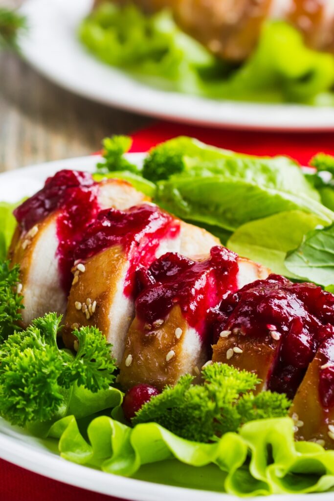 Sliced Roasted Turkey with Cranberry Sauce
