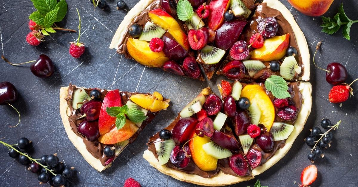Sweet Cookie Pizza with Fresh Berries and Chocolate