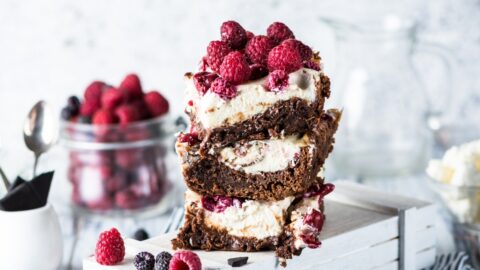 Sweet Homemade Brownie Bars with Raspberries