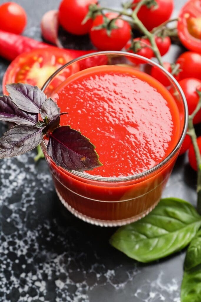 Tomato Juice in a Small Glass