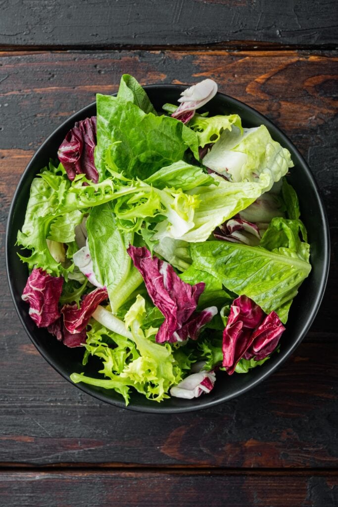 Various Types of Lettuce in a Black Bowl
