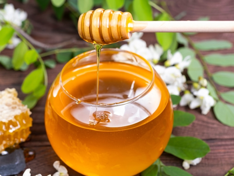  Acacia Honey in a Clear Glass Jar 