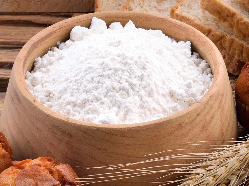 All-Purpose Flour on a Wooden Bowl