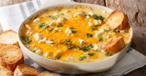 Appetizing Buffalo Chicken Dip with Cheese, Herbs and Bread