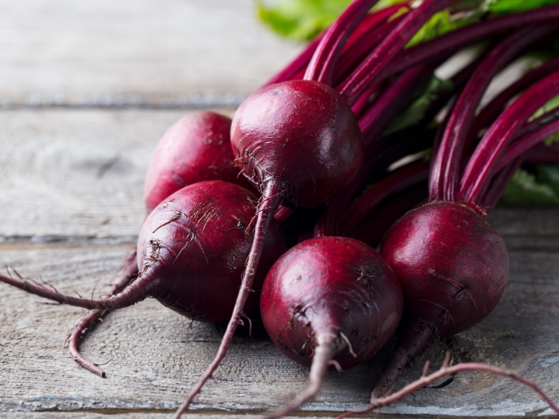 Bunch of Beetroot on Wooden Table