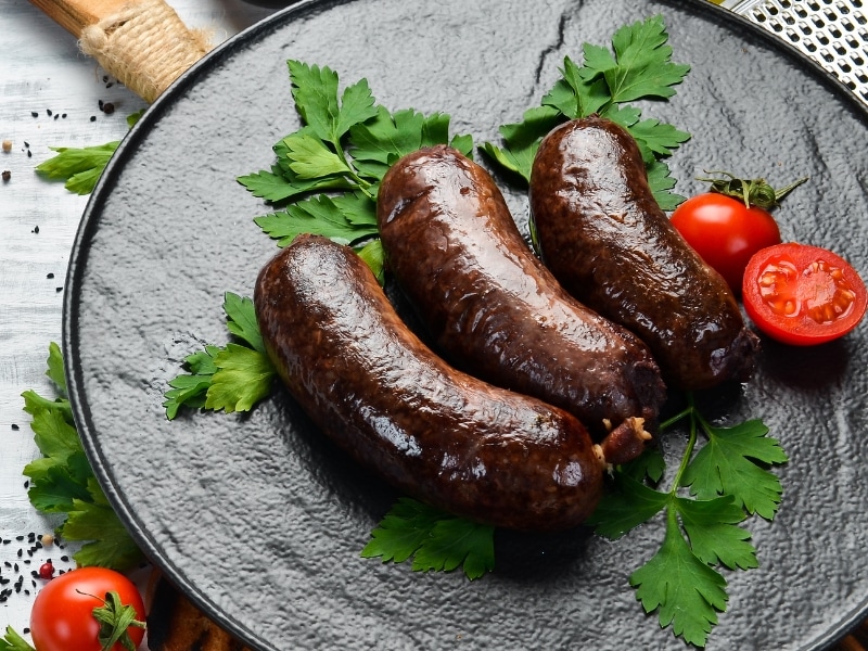 Blood Sausage on a Cast Iron Plate