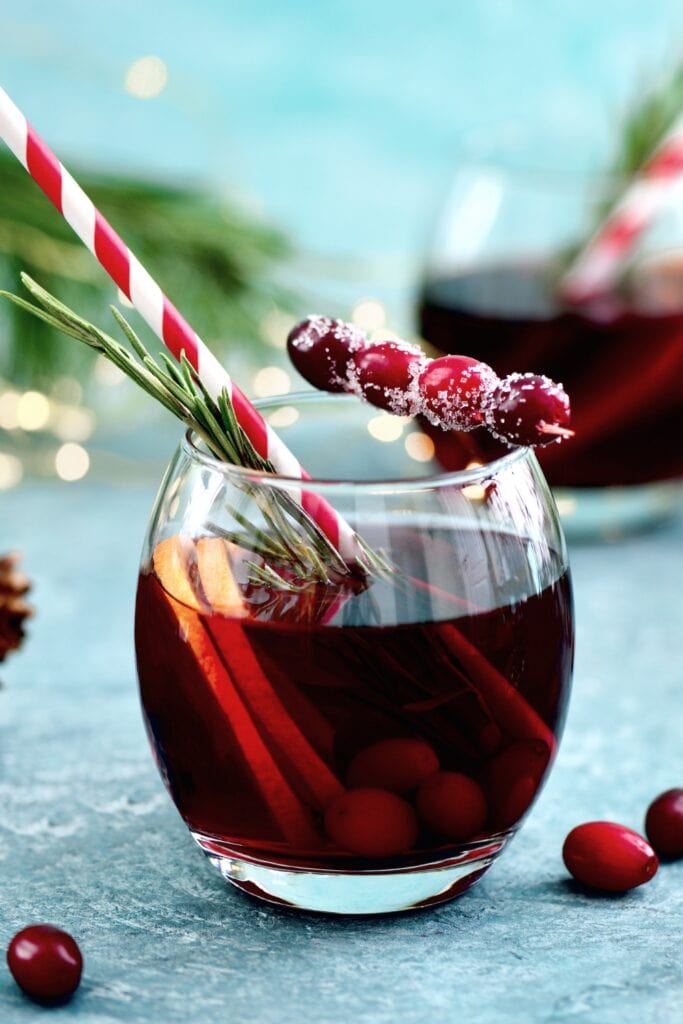 Boozy Christmas Sangria with Cranberries