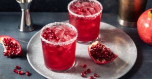 Boozy Homemade Pomegranate Margarita with Lime and Tequila