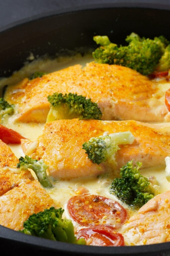 Butter Tuscan Salmon with Broccoli and Creamy Sauce