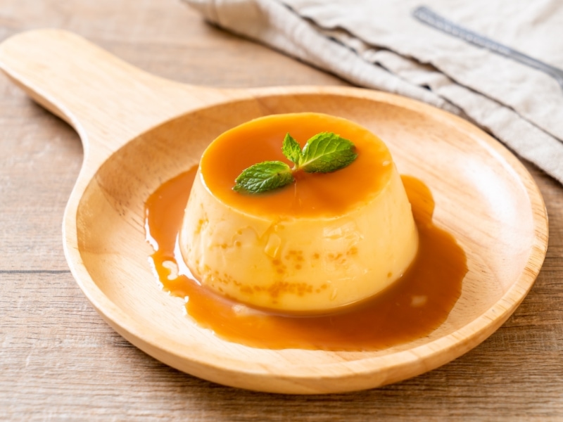 Custard Pudding Dripping With Caramel Syrup
