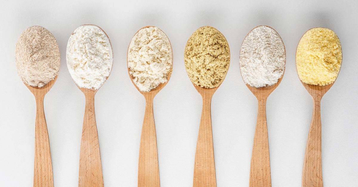 Different Types of Flour In A Wooden Spoon