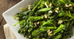 Healthy Homemade Sauteed Broccoli Rabe with Garlic and Nuts