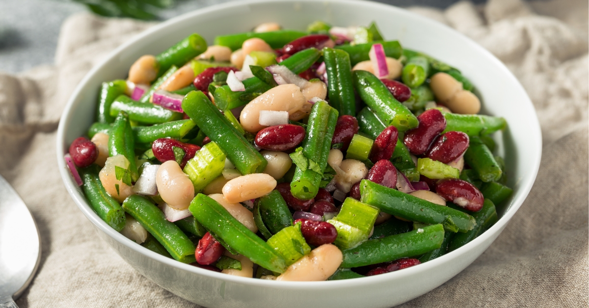 Healthy Three Bean Salad: Green, White and Red Beans
