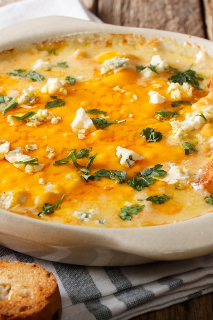 Homemade Buffalo Chicken Dip with Cheese and Herbs