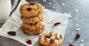 Homemade Oatmeal Cranberry Cookies with Milk