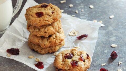 Homemade Oatmeal Cranberry Cookies with Milk