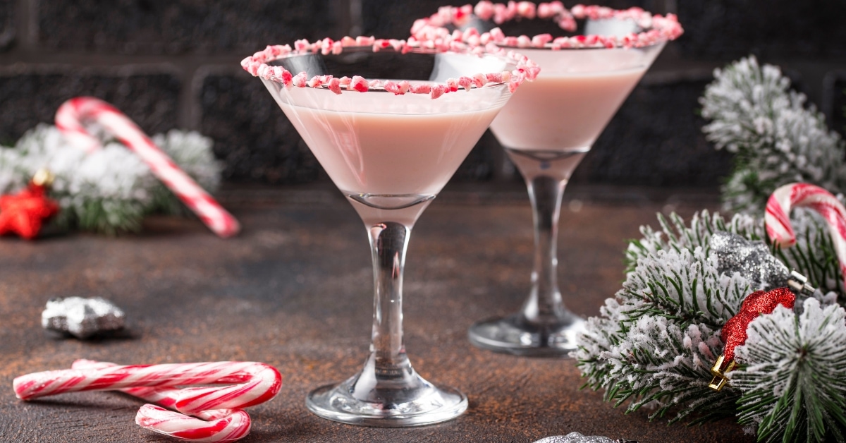 Homemade Peppermint Martini in a Wine Glass