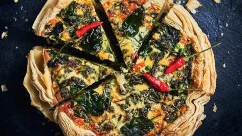 Homemade Quiche Pie with Vegetables and Chili