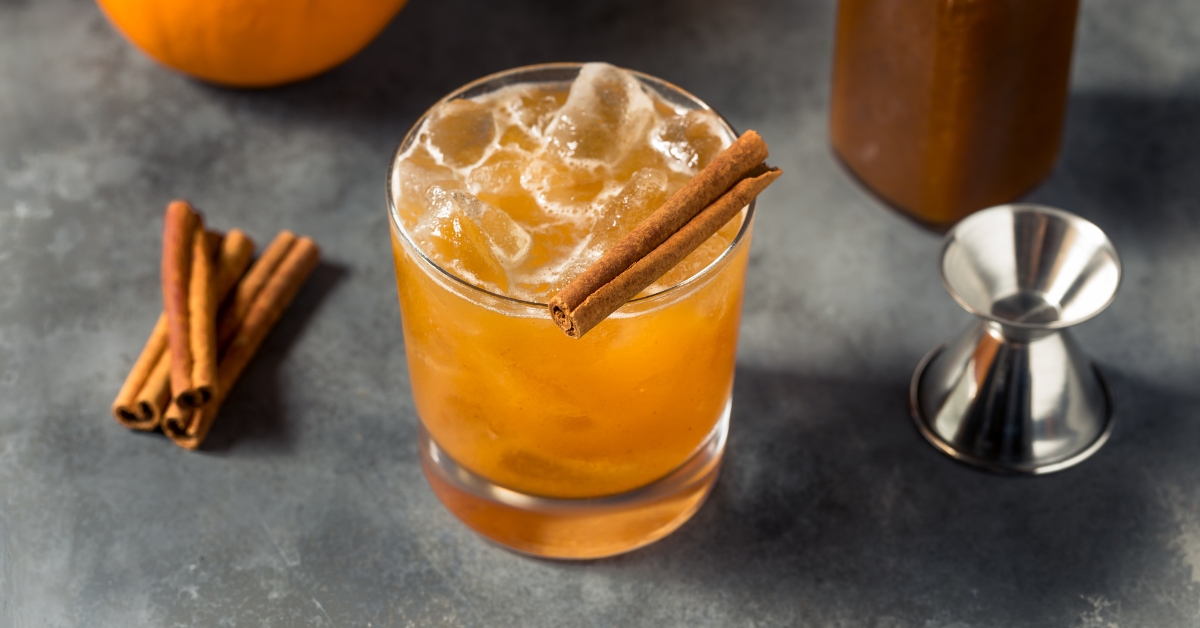 Homemade Refreshing Boozy Pumpkin Spice Bourbon with Cinnamon