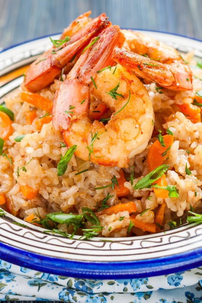 Homemade Rice with Shrimp and Herbs