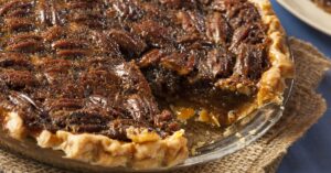 Homemade Texas Pecan Pie in a Glass Plate