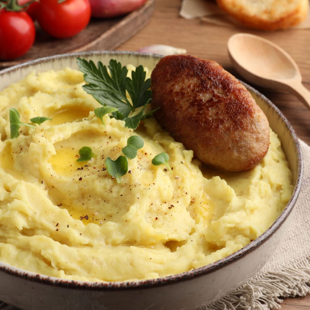 Ina Garten’s Mashed Potatoes With Cutlets and Herbs Garnish