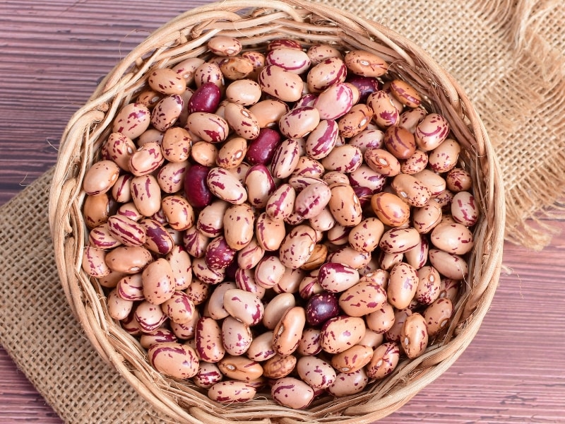 Pinto Beans in a Round Brown Basket