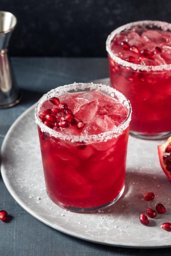 Pomegranate Margarita Cocktail with Lime and Tequila