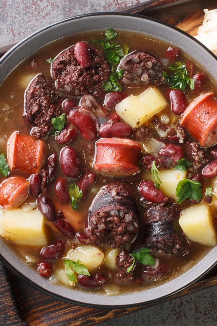 10 Most Popular Portuguese Soups We Love Insanely Good   Portuguese Stone Soup With Potatoes Sausage And Beans 750x1125 